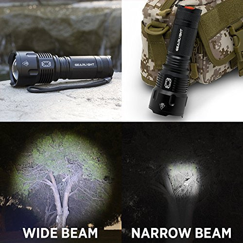 GearLight High-Powered LED Flashlight S1200 - Mid Size, Zoomable, Water Resistant, Handheld Light - High Lumen Camping, Outdoor, Emergency Flashlights