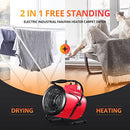 2-in-1 3000W Portable Electric Industrial Fan Heater Free Standing Carpet Dryer SAA Red