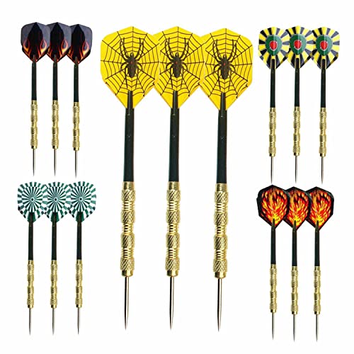 15 pcs(5 sets) of Steel Tip Darts Needle Slim Barrel with Nice Dart Flights