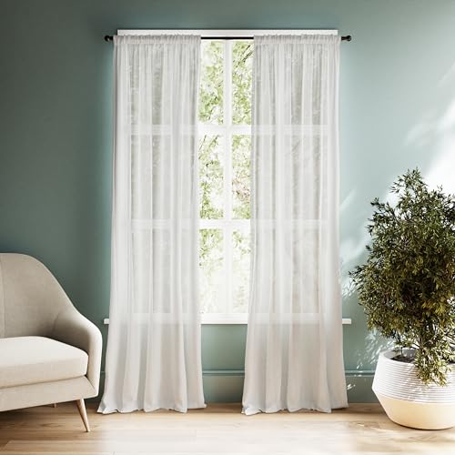 Zenna Home Window Curtain Rod, Easy Install Twist and Shout Telescoping Tension Rod, Adjustable 48" to 84", No Tools Needed, with Decorative Round Finials, Oil Rubbed Bronze
