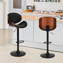 Giantex Set of 2 Bar Stools, PU Leather Adjustable Barstools, Swivel Bar Stool Chair, Dining Chairs Kitchen Counter Height Barstool with 360 Degree Swivel Seat, Curved Footrest and Large Iron Base