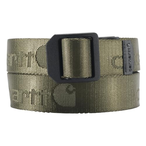 Carhartt Youth Standard Casual Rugged Belts, Available in Multiple Styles, Colors & Sizes, Nylon Webbing Ladder Lock (Army Green), X-Large