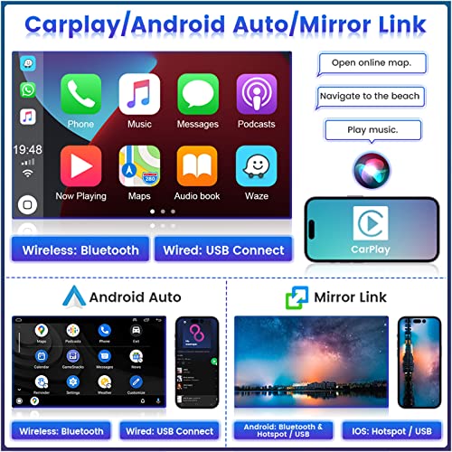 Roinvou 2+32G Android CarPlay Stereo for 2013-2019 Ford Escape Kuga, 9'' Touch Screen in-Dash GPS Navigation with Built-in Wireless CarPlay Android Auto Support Mirror Link BT RDS AHD DSP