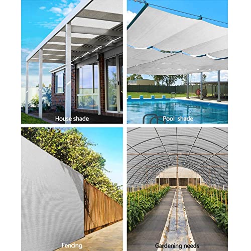 Instahut Shade Cloth 3.66 x 30m Sunshade Sail Shadecloth Block Outdoor Marquee Canopy Shelter Cover for Beach Pool Car Patio Backyard Lawn Garden Carport Fence Greenhouse White