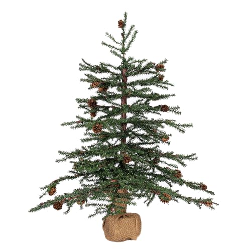 Vickerman 24" Caramel Pine Artificial Christmas Tree Unlit- Featuring 480 PVC Tips - Pine Cone Accented - Seasonal Indoor Home Decor with Decorative Burlap Base