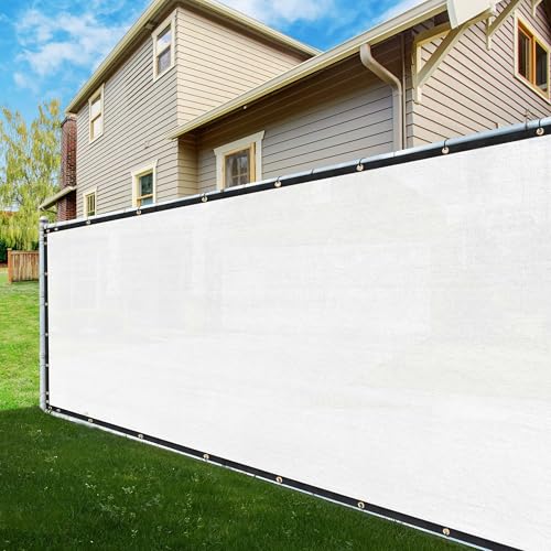 ShadeMart 6' x 50' White Fence Privacy Screen Windscreen Shade Fabric Cloth HDPE, 90% Visibility Blockage, with Grommets, Heavy Duty Commercial Grade, Cable Zip Ties Included (We Customize Size)