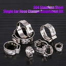 Swpeet 120Pcs 8 Sizes 304 Stainless Steel Single Ear Hose Clamps, Crimp Hose Clamp Assortment Kit Ear Cinch Rings Crimp Pinch Fitting Tools Perfect for Automotive, Home Appliance Line