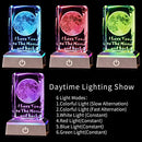 3D Moon Crystal with LED Colourful Light Base,Valentines Gifts for Her Girlfriend Wife Mom Women，Birthday Presents Lamp Thanksgiving Anniversary Funny Night Light