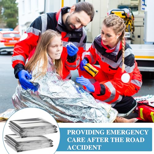 Emergency Blanket Bulk Mylar Survival Thermal Blankets Pack Silver Foil Reflective Blankets for Cold Outdoors Camping Hiking First Aid Shelter Space Emergency Supplies Blanket Set (600)