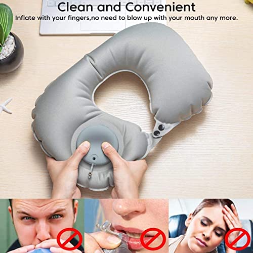 TALLGO Inflatable Travel Pillow, Neck Pillow for Travel, Inflatable Neck Pillow for Travel, Plane Pillow, Blow Up Pillow, Airplane Pillow for Neck, Waist, Back and Camping Cushion (Grey)