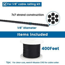 MUZATA 400ft 1/8" Black T316 Stainless Steel Cable Wire Rope for Indoor Outdoor Cable Railing Stair Deck Fencing 7x7 Strand DIY Balustrade Hanging WR19 WP1