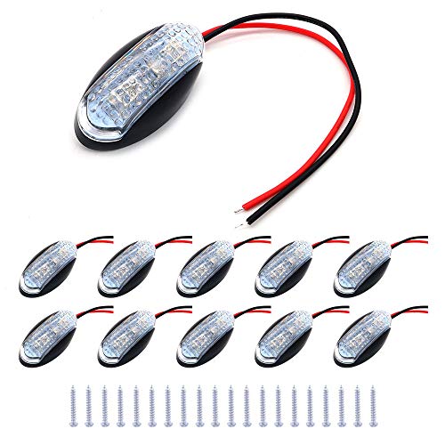 Set of 10 NUZAMAS Side Marker LED Lights, 12V/24V, IP68 Waterproof, 4X LED, Position Indicator, Front Rear LED Lights-RED, Suit for Trucks, Boats, Trailers, Vans, Caravans, RVs, Cars, BUS