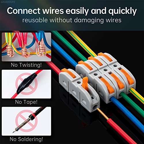 ((SPL-1) x 50) - GKEEMARS 50 Pcs Wire Connector, 1 Conductor Compact Wire Connectors Splicing Connectors for Circuit Inline 28-12 AWG (Orange)