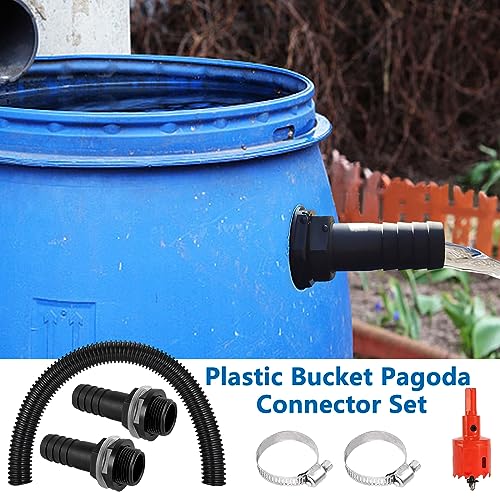ZHIQIN Water Butt Connector Set, 1.57 Inch (40 mm) Water Butt Connection Set with 500 mm Connection Hose Hole Opener Overflow Rain Barrel for Rainwater Bins