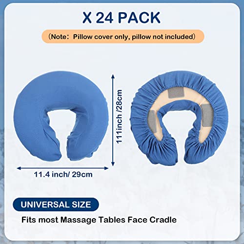 24 Pcs Cradle Covers for Massage Table Microfiber Reusable Soft Thicker Massage Table Head Rest Covers Bulk Oil Proof Headrest Cradle Sheets for Spa Beauty Salons, Universal Size (Blue)