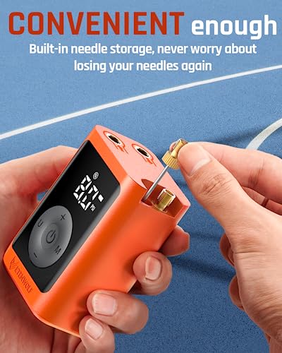 ETENWOLF P300 Plus Ball Pump, Electric Basketball Pump Inflation and Deflation, with 3200 mAh Rechargeable Battery, Air Pump for All Sports Balls,Vivid Orange