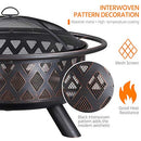 Yaheetech Fire Pit 36in Outdoor Wood Burning Fire Pits Wood Large Fire Bowl for Outside BBQ Bonfire Patio with Mesh Spark Screen, Poker and Rain Cover