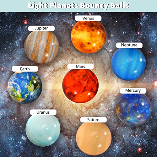 Pllieay 16PCS Solar System for Kids, Solar System Planets Toys for Kids-Space Solar System Eight Planets Bouncy Balls+Planetary Flashcards for Kids Party Favors, Educational Toys, Space Toys for Kids