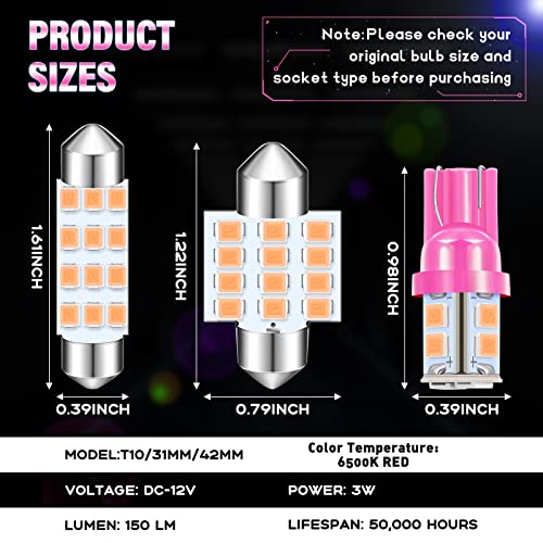 Tallew ABEN 24 Pieces Dome Light LED Car Bulb Kit Set T10 31 mm 42 mm LED Festoon Bulbs Interior LED Interior Replacement Bulbs for Car Map Door Courtesy (Purple)