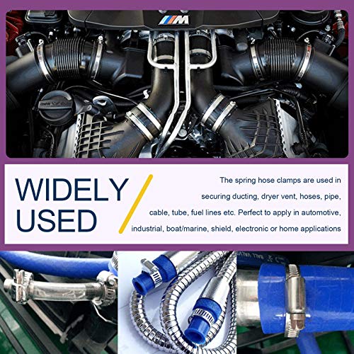 Swpeet 100Pcs 8-44mm Adjustable Range Assorted Sizes Assortment Hose Clamps Kit, 100% 304 Stainless Steel Adjustable Range Worm Gear Hose Clamp Perfect for Plumbing, Automotive