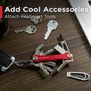 KeySmart Key Organizer Compact Minimalist Pocket-Sized Key Holder, EDC Key Carrier w Ring Loop Piece for Car Key Fob Keychain Accessories for Men (up to 22 Keys, Red)