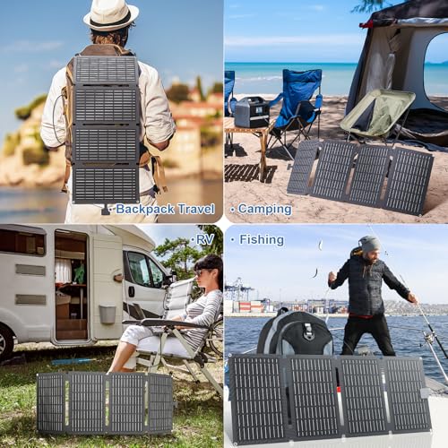 WERCHTAY Portable Solar Panel 30W Foldable Solar Charger with DC Output, QC2.0/3.0/PD USB and Type C Compatible with Phones, Tablet, and Power Station, IP67 Waterproof for Camping, Hiking, Backpacking