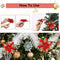 iDopick 16 Pieces Christmas Poinsettia Artificial Christmas Flowers Decorations Glittering with Clips for Xmas Wedding Party Tree Wreath Ornaments Glitter(Red&Gold)