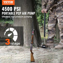 VEVOR High Pressure Hand Pump 3 Stage Airgun PCP Pump 4500PSI Stirrup Pump Air Rifle Filling Stirrup Pump(30MPA)