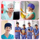 Janmercy 16 Pcs Dental Scrub Cap with Buttons Elastic Scrub Hats for Nurses Adjustable Nursing Cap Wide Nurses Headbands Nurses Hair Cover for Women Dentist Doctor