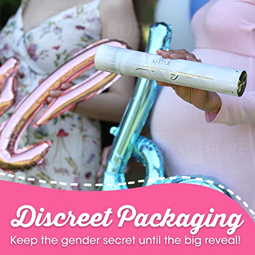 Gender Reveal Confetti Cannon - 2 Pack - Biodegradable Pink Gender Reveal Smoke Bombs for Gender Reveal Party | Gender Reveal Cannons | Girl Gender Reveal Powder Cannon | Baby Gender Reveal Poppers
