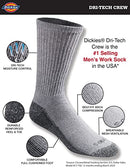Dickies Men's Dri-Tech Moisture Control Crew Socks Multipack, Grey (6 Pairs), 6-12