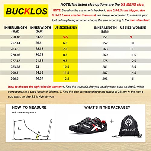 BUCKLOS MTB Cycling Shoes Men, Precise Buckle Strap Mountain Bike Shoes Sneakers fit Spinning Shoes for SPD Cleats with Unlocked Style Indoor Outdoor, Lock Free Cycling Shoes, 5.5