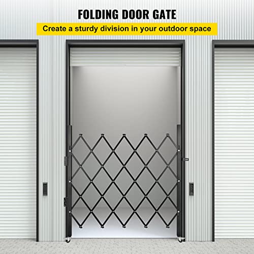 VEVOR Single Folding Security Gate, 60" H x 43" W Folding Door Gate, Steel Accordion Security Gate, Flexible Expanding Security Gate, 360° Rolling Barricade Gate, Scissor Gate/Door with Padlock