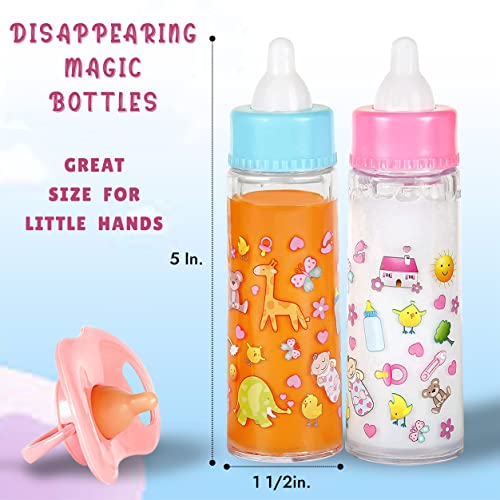 (Colorful) - My Sweet Baby Disappearing Magic Bottles - Includes 1 Milk, 1 Juice Bottle with Pacifier for Baby Doll