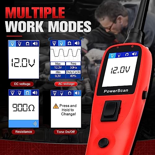 Autel PowerScan PS100 Automotive Circuit Tester - 12V 24V Car Circuit System Diagnostic Tool, Power Circuit Probe Kit with 20ft Extension Cable, Easy to Read AC/DC Current Resistance