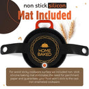 Krustic Enameled Cast Iron Dutch Oven for Sourdough Bread Baking | 6 Quart Pot with Lid | 10 Inch Ceramic Enamel Thick Coated Cookware Set with Non Stick Silicone Baking Mat for Cooking | 6 Qt | Red