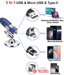 Jiusion 2K HD 2560x1440P USB Digital Microscope for Android Cellphone and Tablet Windows Mac Linux, 40X to 1000X Magnification Endoscope Handheld Mini Magnifier Camera for Coin Facial Skin Scalp