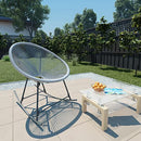 vidaXL Industrial-Style Rocking Moon Chair for Outdoor Use - Grey Poly Rattan with Polyurethane and Powder-Coated Steel Frame