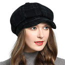 PanPacSight Womens Visor Beret Newsboy Cap Wool Tweed Ladies Classic Octagonal Winter Hat Black