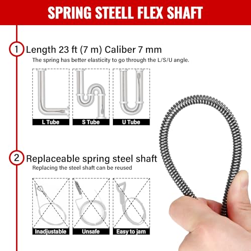 DOMINOX 23FT Handheld Electric Drain Snake, Auto Drain Auger with Cable, Portable Drain Cleaning Tool, Drain Cleaner for Toilet, Sewer, Bathroom, Sink Drain Pipes