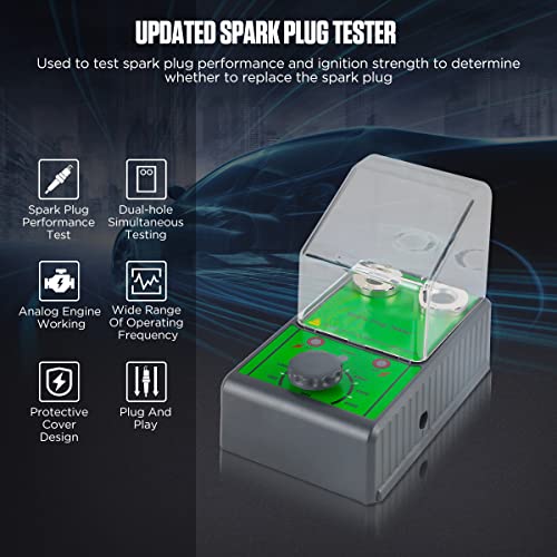 Spark Plug Tester Dual Holes Engine Ignition Coil Tester 0-6000rpm Working Frequency Spark Tester Automotive Spark Plugs Tester Tool for 12V Gasoline Vehicles Motorcycle Car Spark Plug Test Kit