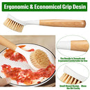 10 Pack Dish Brush with Bamboo Handle Dish Scrubber Built-in Scraper Wood Kitchen Scrub Brush Dishwashing Brush Dish Cleaning Brush Dish Cleaner Brush for Cleaning Sink Pot Pan, 9.8 x 2.3 x 1.4 Inch