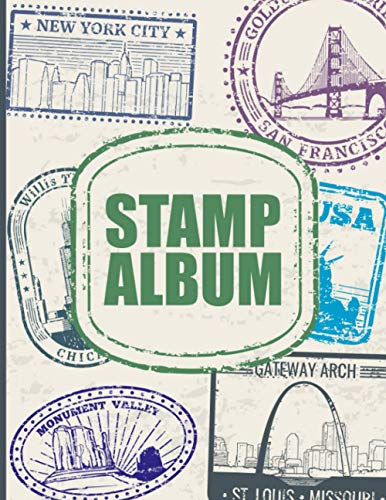 Stamp Album: stamp albums for collectors - Stamp Collecting Album - Beautiful Glossy Finish Cover Design - stamp collecting book - 8,5 x 11 Inches - Stamp Collecting Journal / Logbook For Kids, Adults