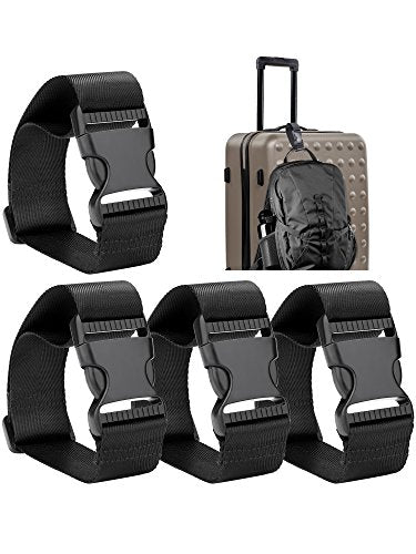 Frienda 4 Pieces Add a Bag Luggage Strap Adjustable Suitcase Belt Straps Accessories for Travel and Trip Black