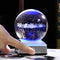 Qianwei 3D Solar System Crystal Ball 80mm 3.15" Laser Engraved Hologram with Sliver Led Lamp Stand, Galaxy Glass Ball, 4 Colors Light, Planets Sphere,Home Office Decor…