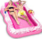 82"*63" Extra Large Inflatable Tanning Pool Lounger Float for Adults Tanning Bed Pool Float Floaty Blow up Pool Raft Lounger Floatie Tanning Bed Removable Backrest with Large Storage Trough，Pink