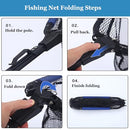 Fishing Net,Foldable Collapsible Telescopic Pole Handle Fish Landing with Fishing Plier,Rubber Coated Floating Fishing Net for Steelhead,Fly,Safe Fish Catching or Releasing with Fish,Extend to73-92CM