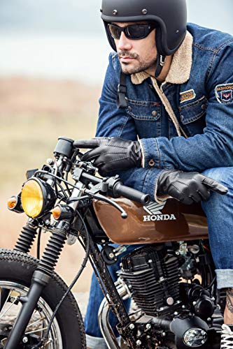YISEVEN Men's Touchscreen Sheepskin Winter Leather Gloves Skin Tight with Button Genuine Luxury and Warm Hand Heated Fleece Fur Lined for Dress Driving Motorcycle Work Gifts, Black 9.0"/M
