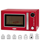 Clatronic MWG 790 2-in-1 Microwave Retro Design, 700 W Microwave Power, 1000 W Grill Power, 20 L Cooking Chamber, Timer Function, Child Lock Red