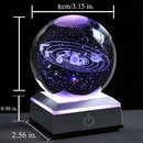 Qianwei 3D Solar System Crystal Ball 80mm 3.15" Laser Engraved Hologram with Sliver Led Lamp Stand, Galaxy Glass Ball, 4 Colors Light, Planets Sphere,Home Office Decor…